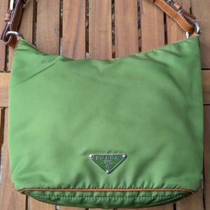 Prada Green Nylon Shoulder Bag
